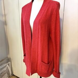 Appleseed's Vibrant Rusty Red Long Cardigan Sweater